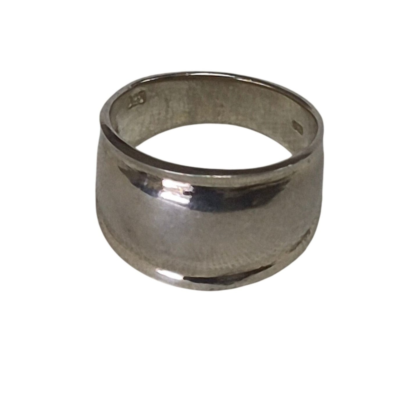 .925 Sterling Silver Dome Ring Size 8.5 Polished Finish Wide Band Women Or Men