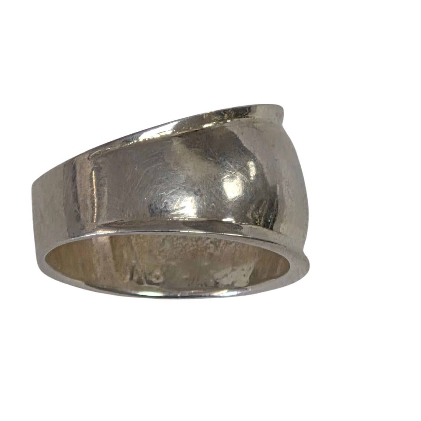 .925 Sterling Silver Dome Ring Size 8.5 Polished Finish Wide Band Women Or Men