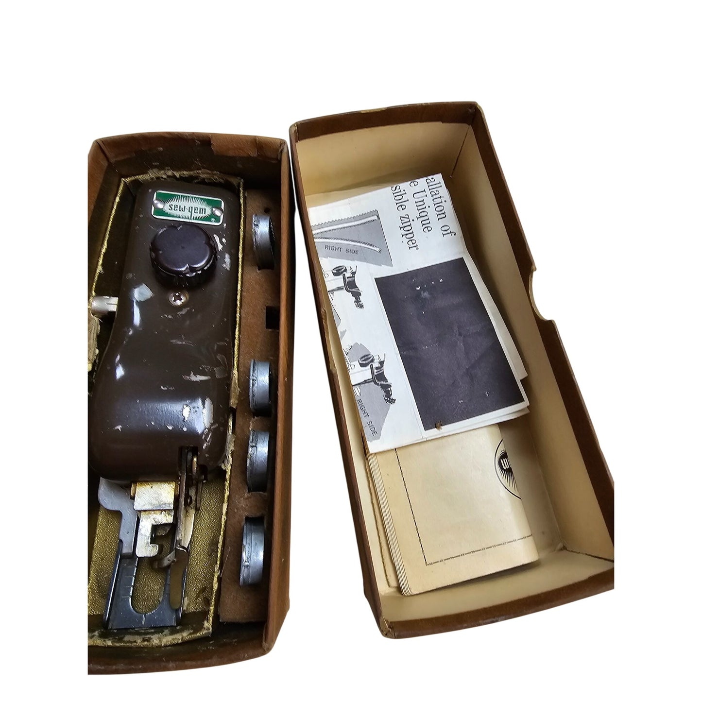 Vintage Sew-Gem Rotary Buttonhole Attachment Original Box & Manuals