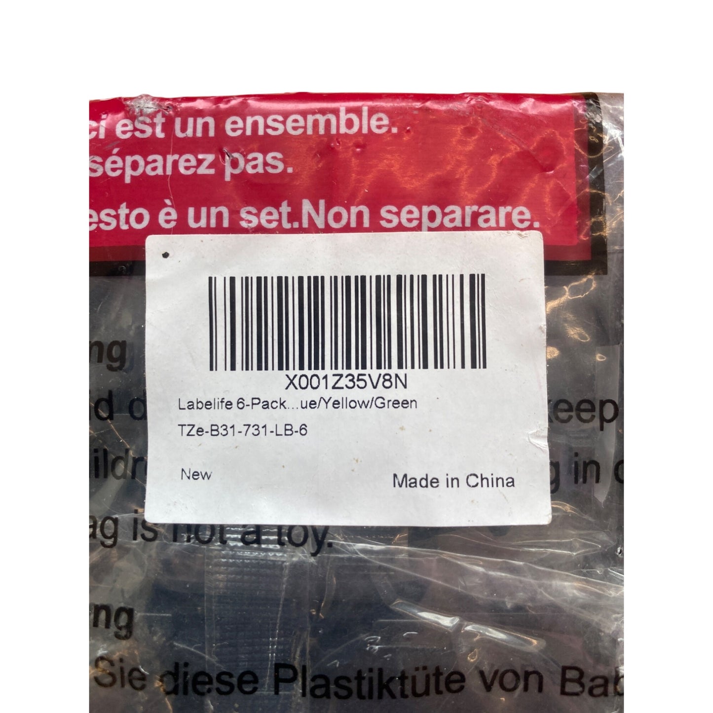 Labellife 6-Pack Label Tape 0.47" x 12mm Laminated Yellow/Green/White/Orange/Red/Blue Compatible With Brother P-Touch