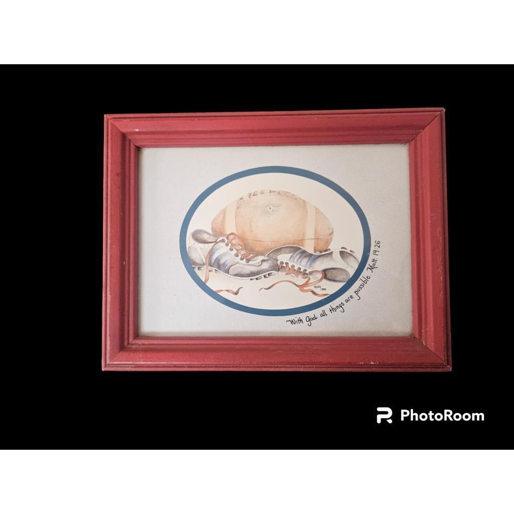 Football Religious Sayings Child Room Wall Art "With God All Things Are Possible"