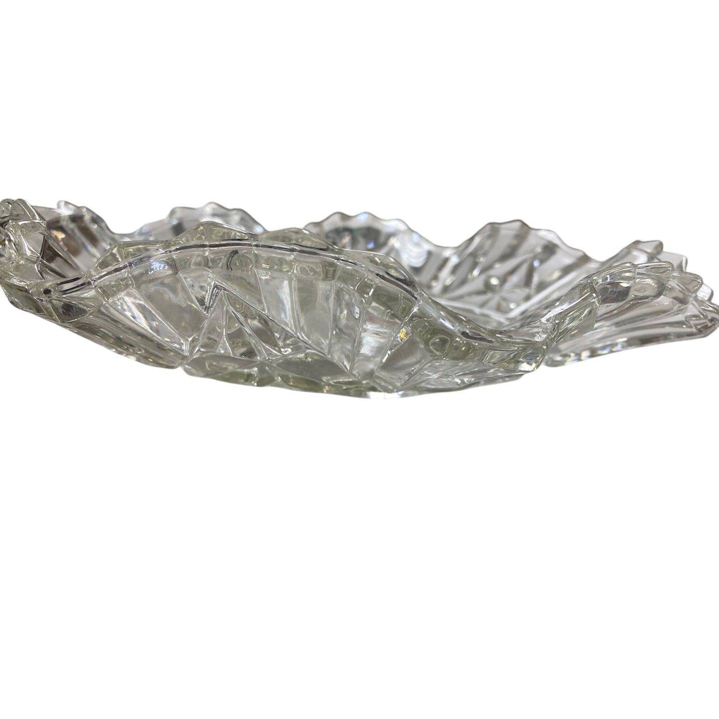 Vintage Crystal Glass Fruit Pattern Serving Plate