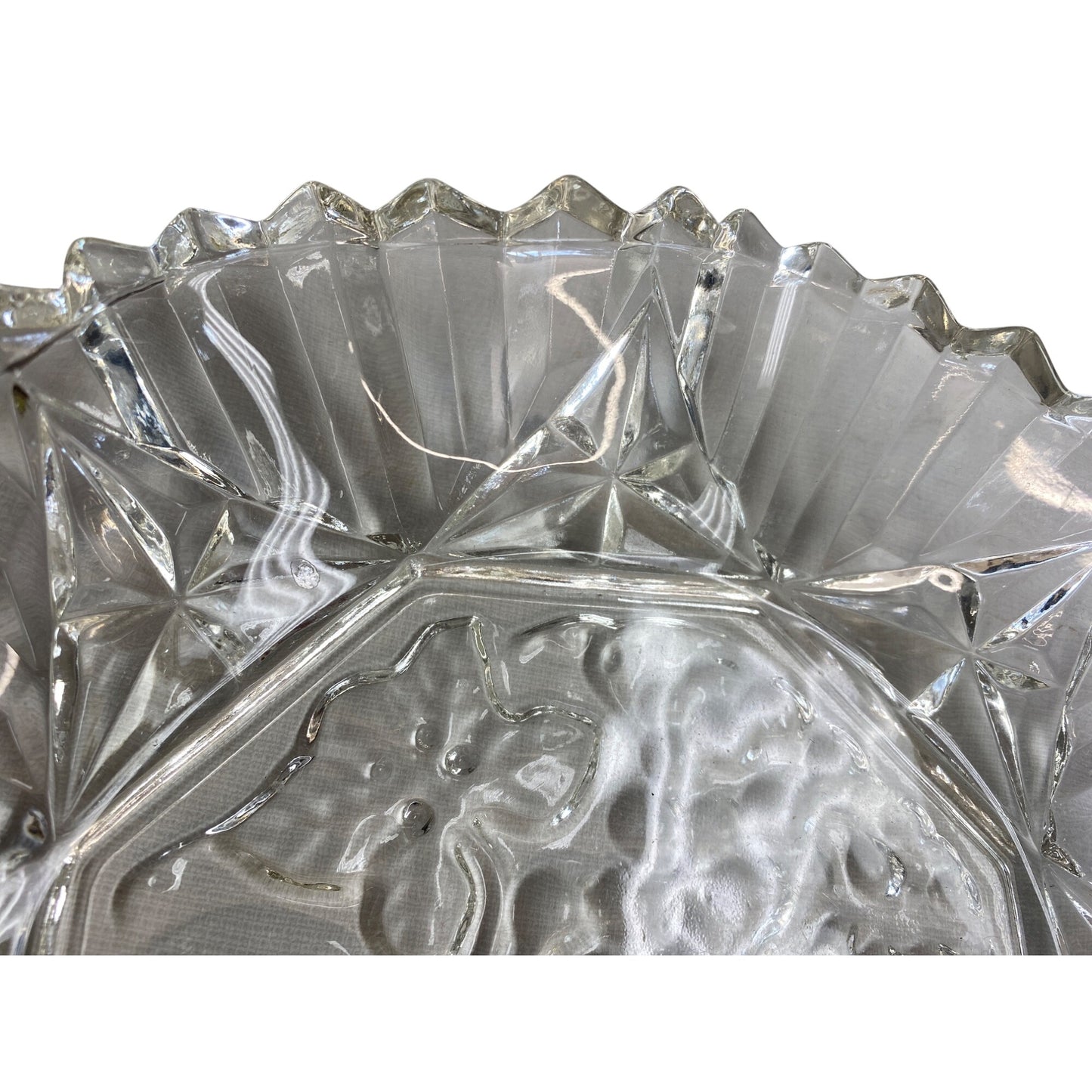 Vintage Crystal Glass Fruit Pattern Serving Plate