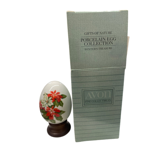 Avon Porcelain Egg Collection "Winters Treasure" With Stand