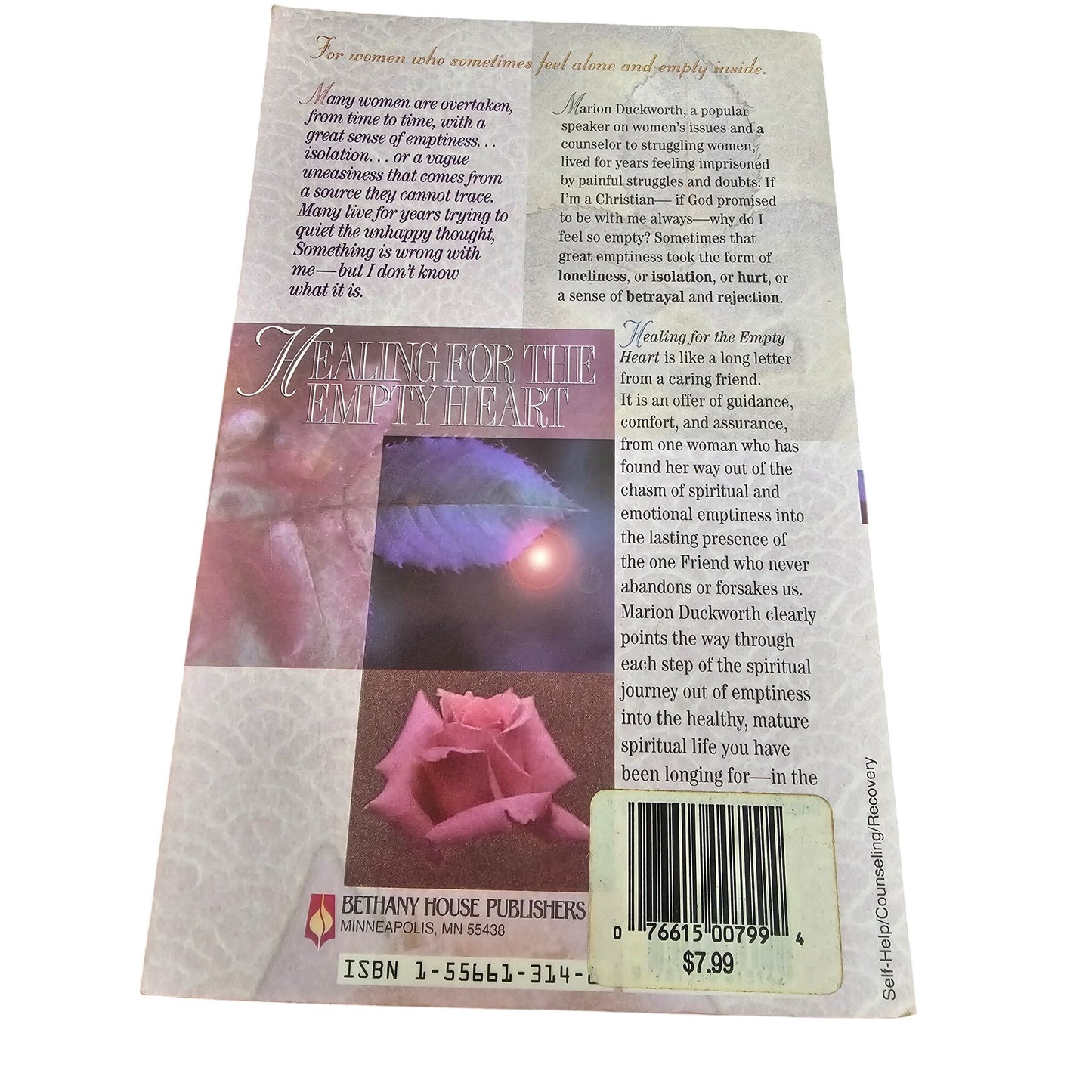 Healing For The Empty Heart By Marion Duckworth Paperback Self-Help Book Bethany House Publishers 1993