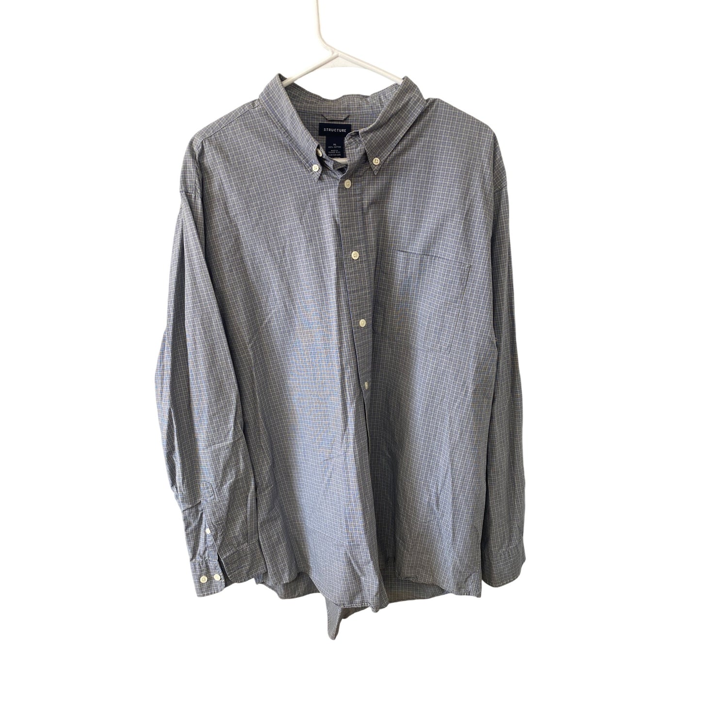 Structure Mens XL Plaid Button-Down Long Sleeve Dress Shirt