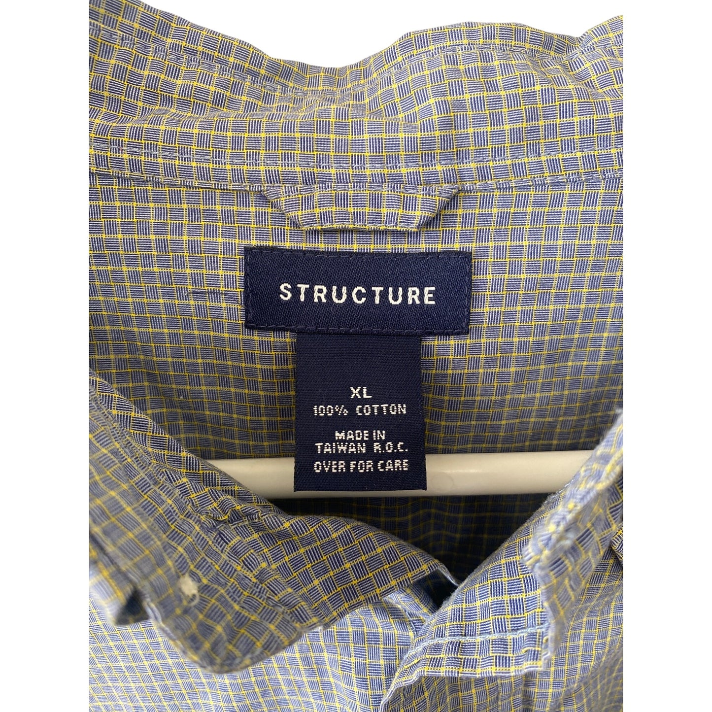 Structure Mens XL Plaid Button-Down Long Sleeve Dress Shirt