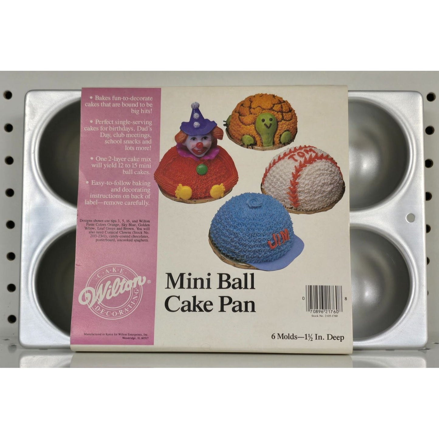 Wilton 1985 Mini Ball Cake Pan 6 Molds 1.5" Deep Aluminum Baking Tool