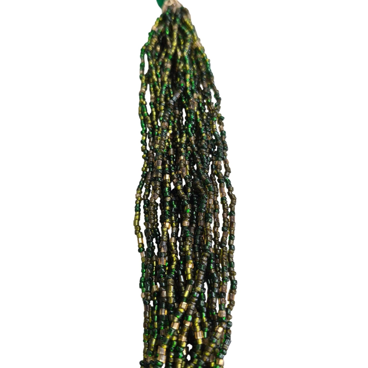 Multistrand Green & Gold Beaded Necklace Screw Clasp Elegant Costume Jewelry
