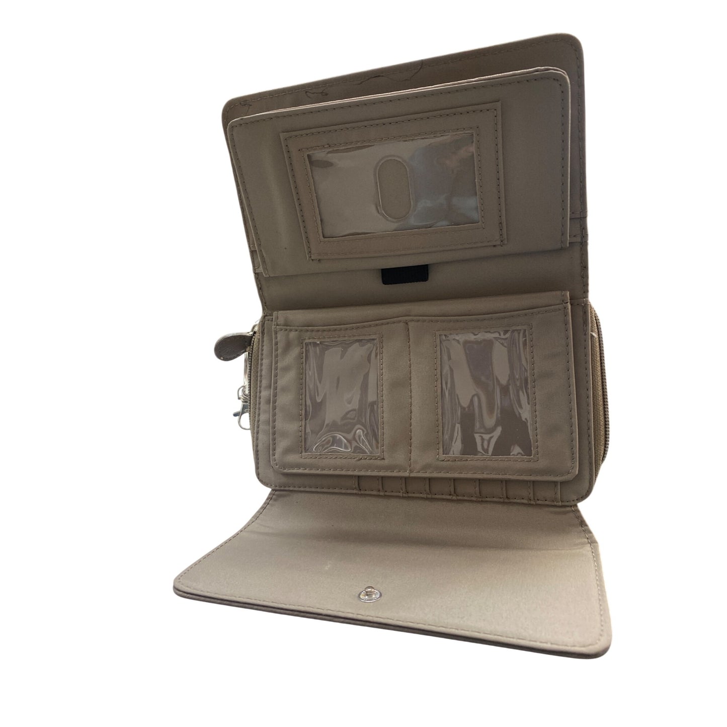 Fossil Brown Leather RFID Bifold Wallet With Zip Pockets & Key Ring For Women