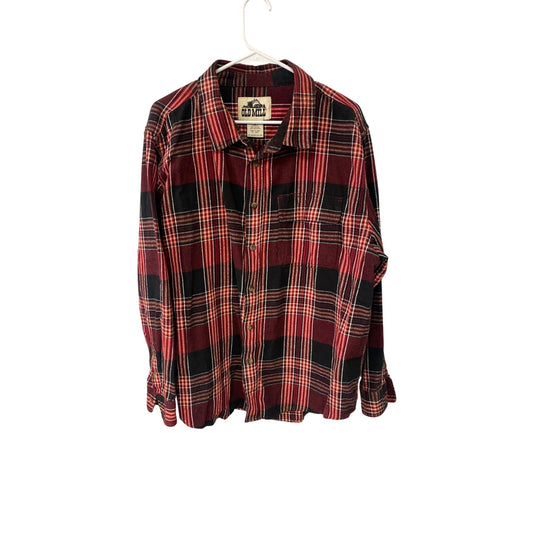 Old Mill Mens 2XL Plaid Flannel Shirt Red & Black Cotton/Polyester Blend