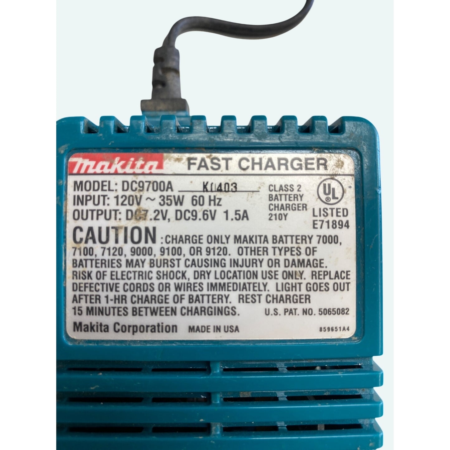 Makita DC9700A 7.2V-9.6V Fast Charger For Makita 7000-9120 Batteries
