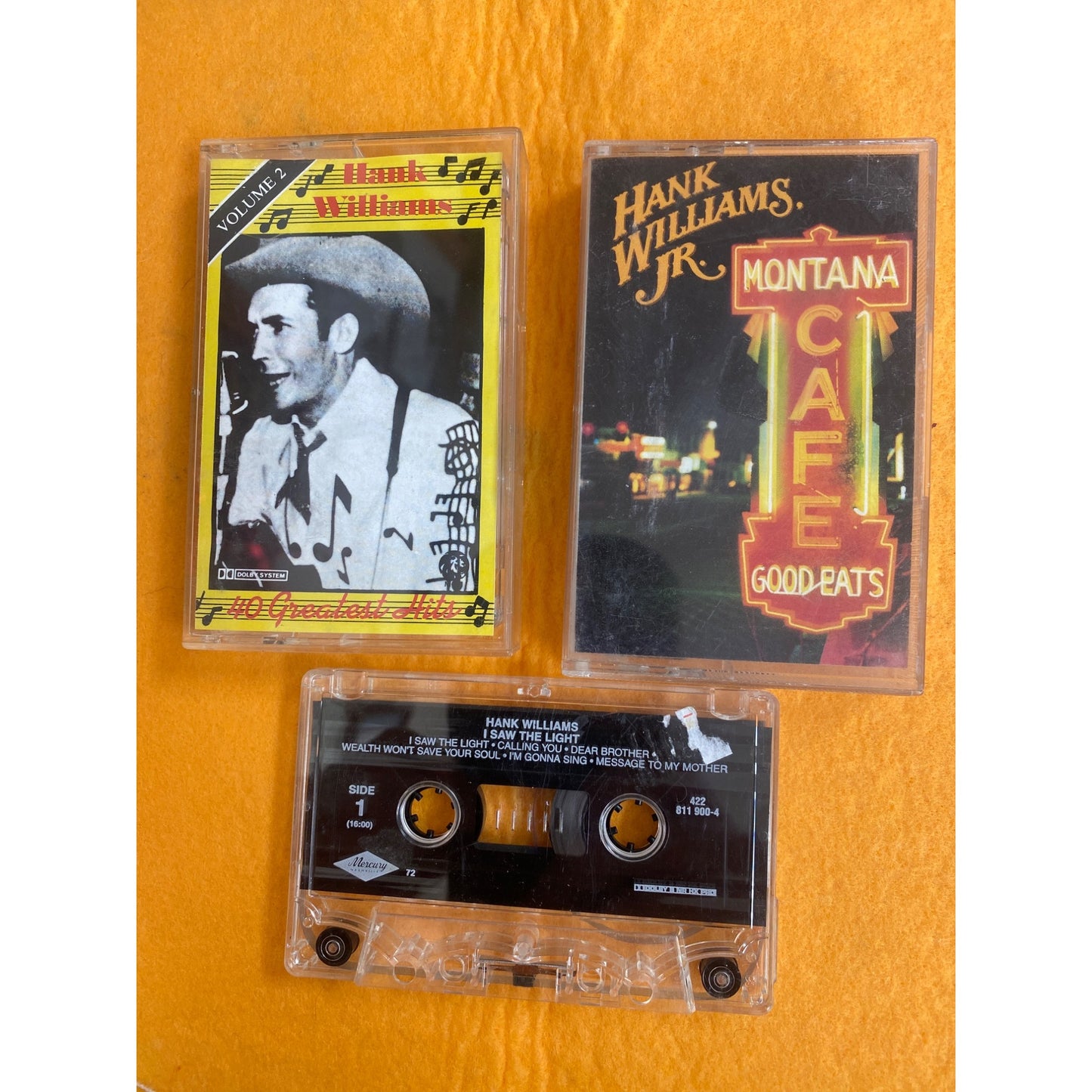 Hank Williams Cassette Tapes - 40 Greatest Hits Vol. 2 & Montana Cafe By Hank Williams Jr.