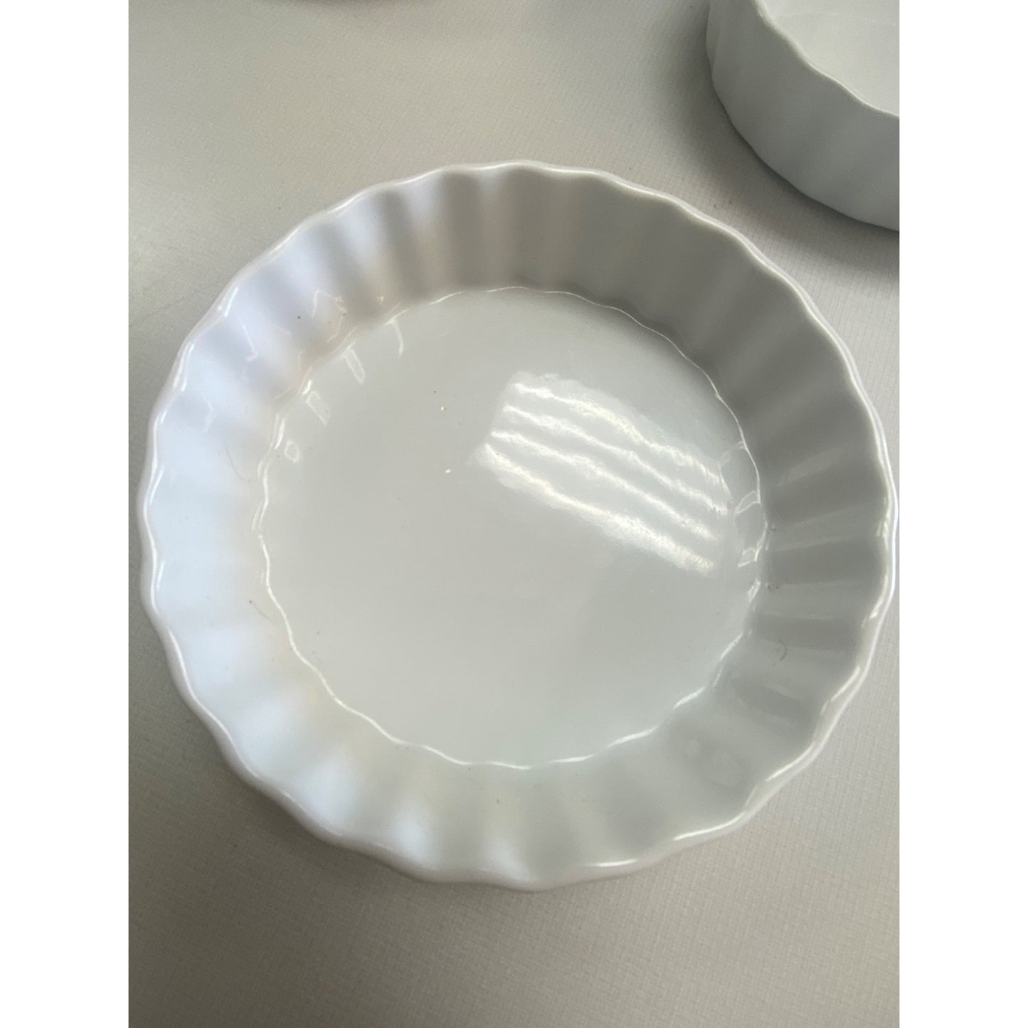 Set Of 4 Cordon Bleu White Fluted Oval Ramekins Microwave & Dishwasher Safe
