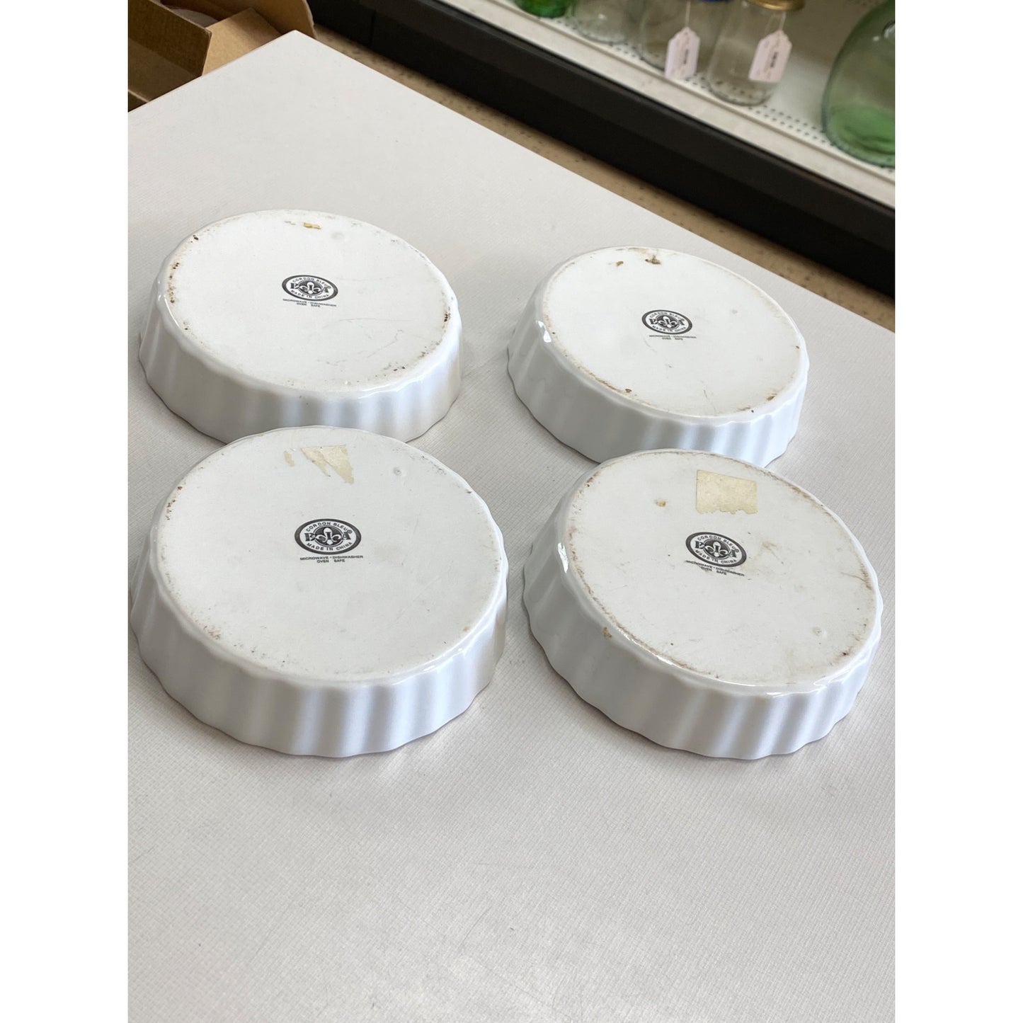 Set Of 4 Cordon Bleu White Fluted Oval Ramekins Microwave & Dishwasher Safe