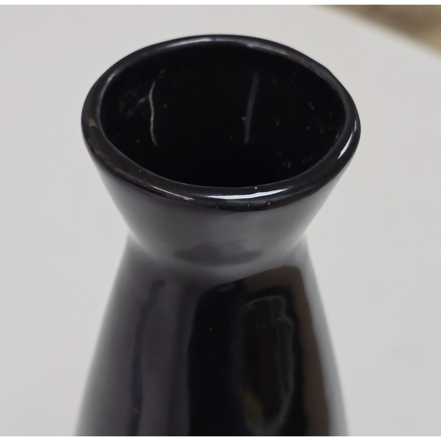 Black Ceramic Vase With Hand-Painted Purple Flower Design - Elegant Home Decor Accent Piece