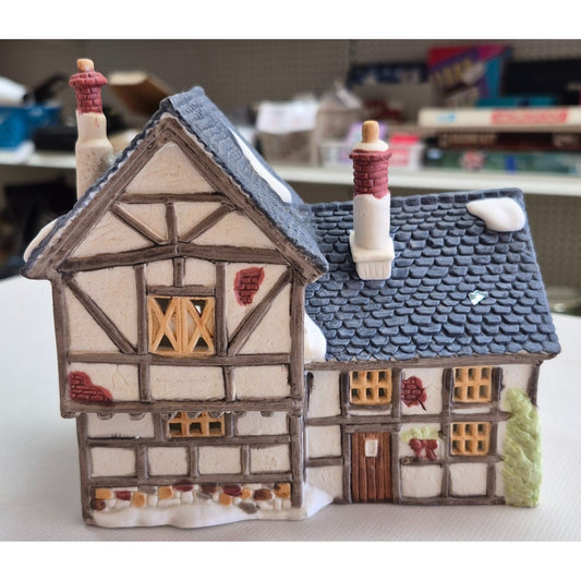 Department 56 Dickens Village Tudor Cottage Handpainted Porcelain Vintage Holiday Decor