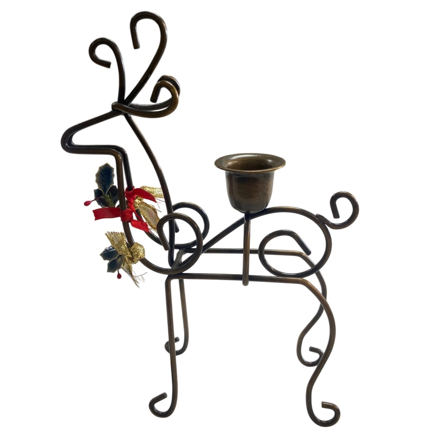 Decorative Reindeer Candle Holder & Sleigh Basket Set