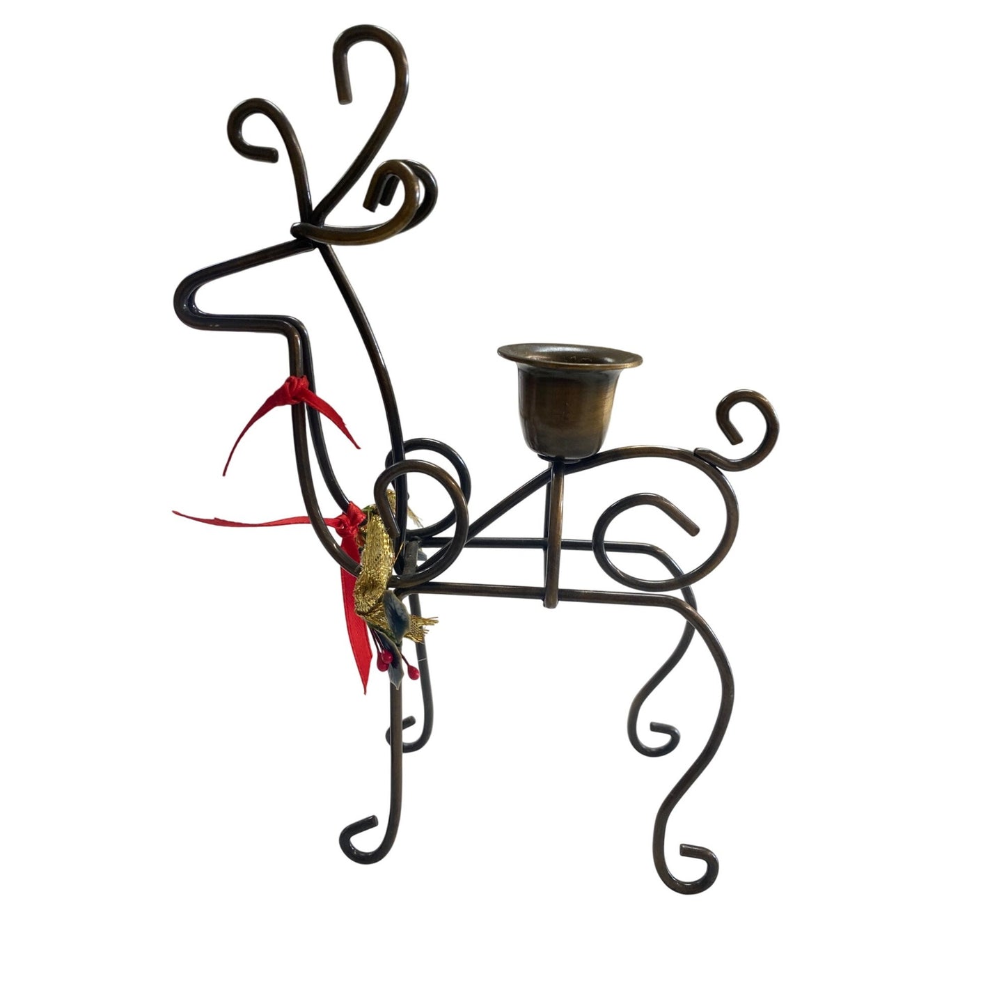 Decorative Reindeer Candle Holder & Sleigh Basket Set
