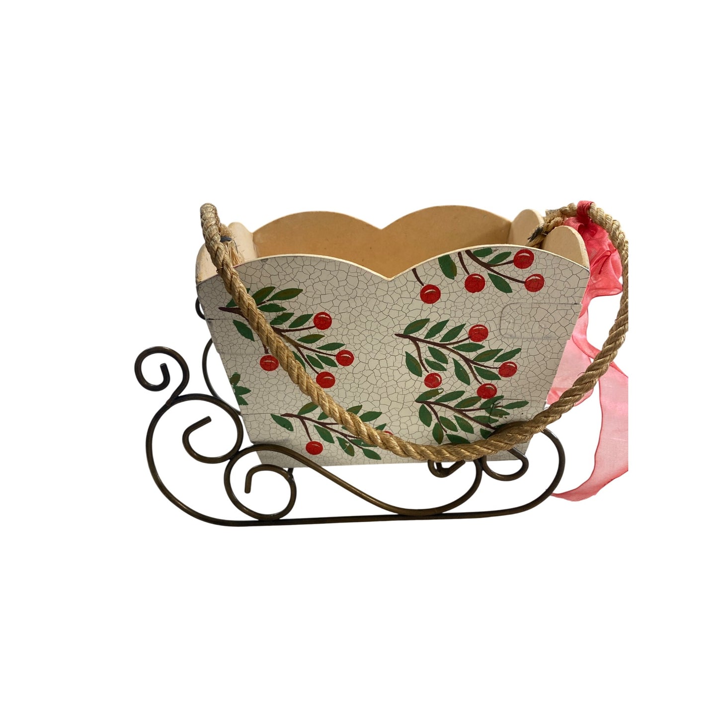 Decorative Reindeer Candle Holder & Sleigh Basket Set