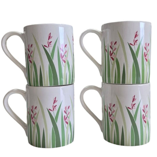 Corelle Spring Green Bamboo Grass Mugs Set 4