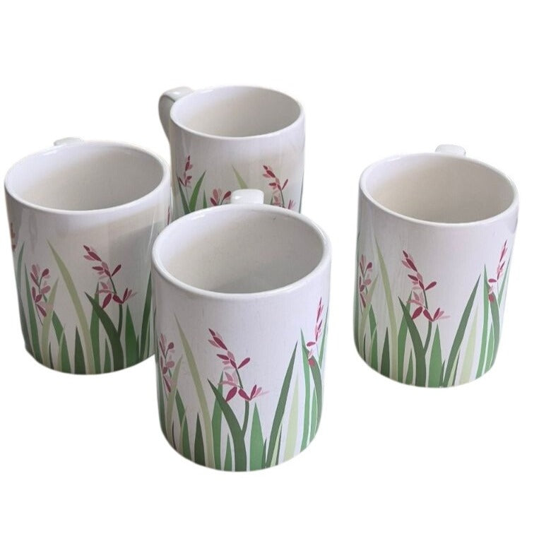 Corelle Spring Green Bamboo Grass Mugs Set 4