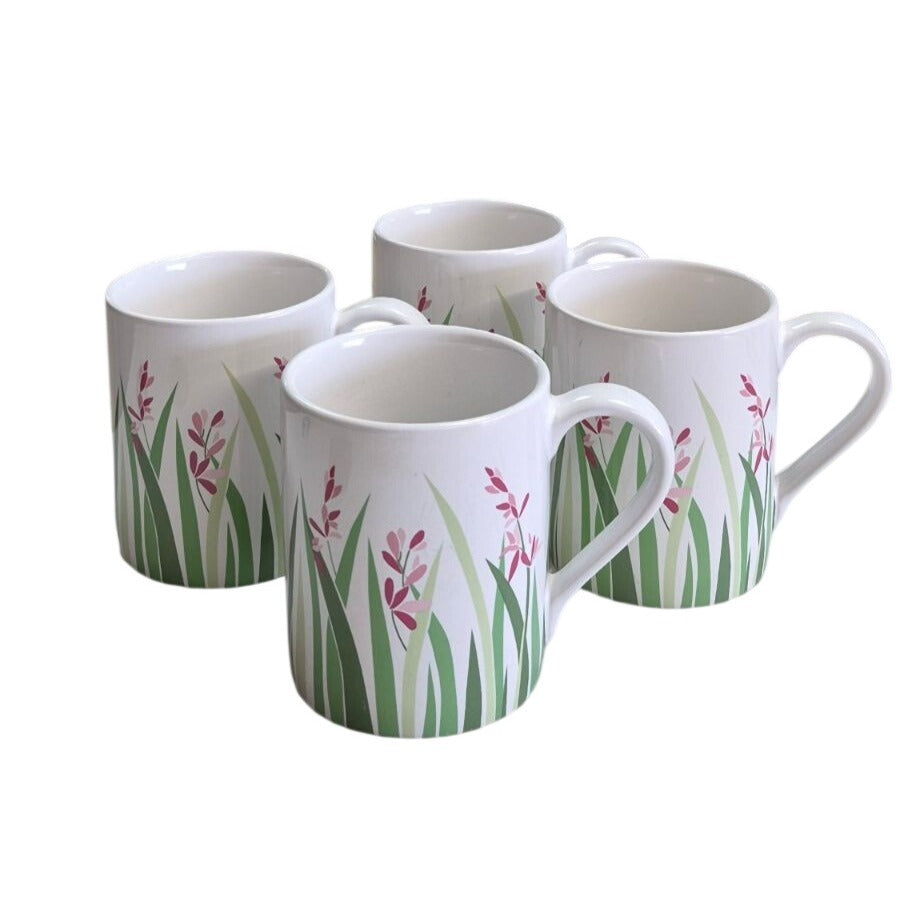 Corelle Spring Green Bamboo Grass Mugs Set 4