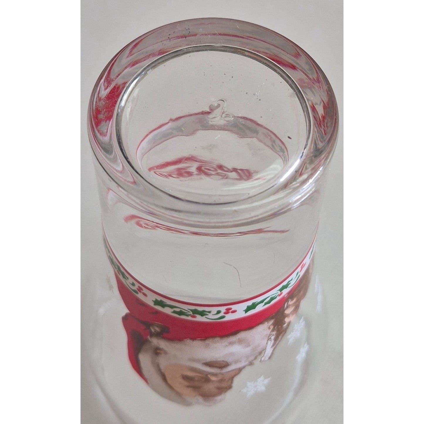 Coca-Cola Santa Claus Holiday Glass With Festive Snowflake & Holly Design