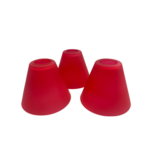 Set Of 3 Red Frosted Glass Pendant Light Shades