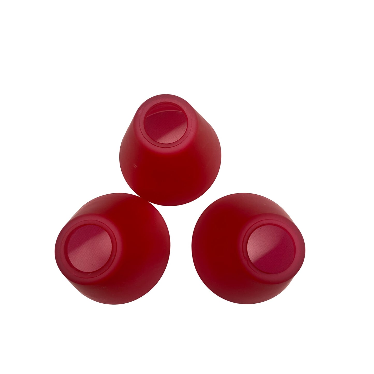 Set Of 3 Red Frosted Glass Pendant Light Shades