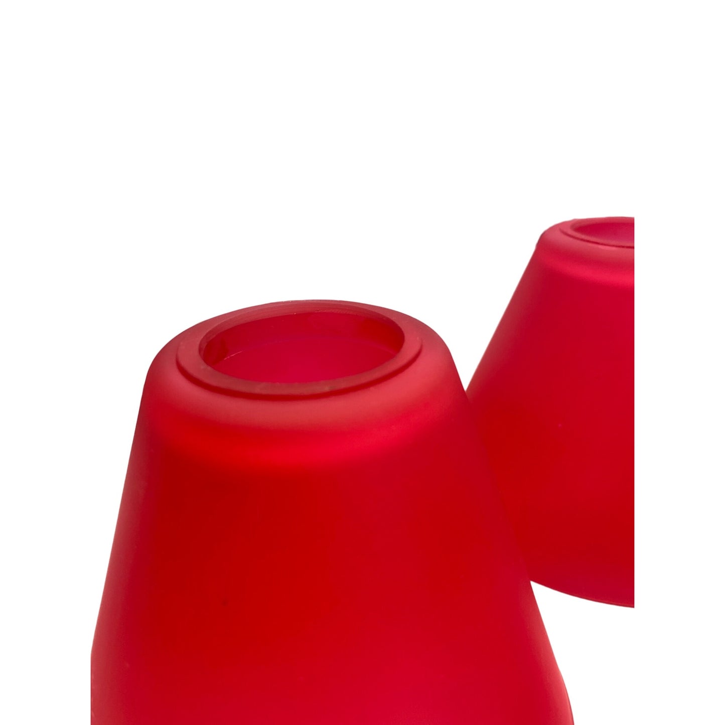 Set Of 3 Red Frosted Glass Pendant Light Shades