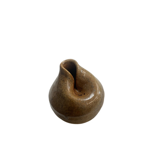 Handmade Brown Ceramic Ashtray With Unique Spout Design