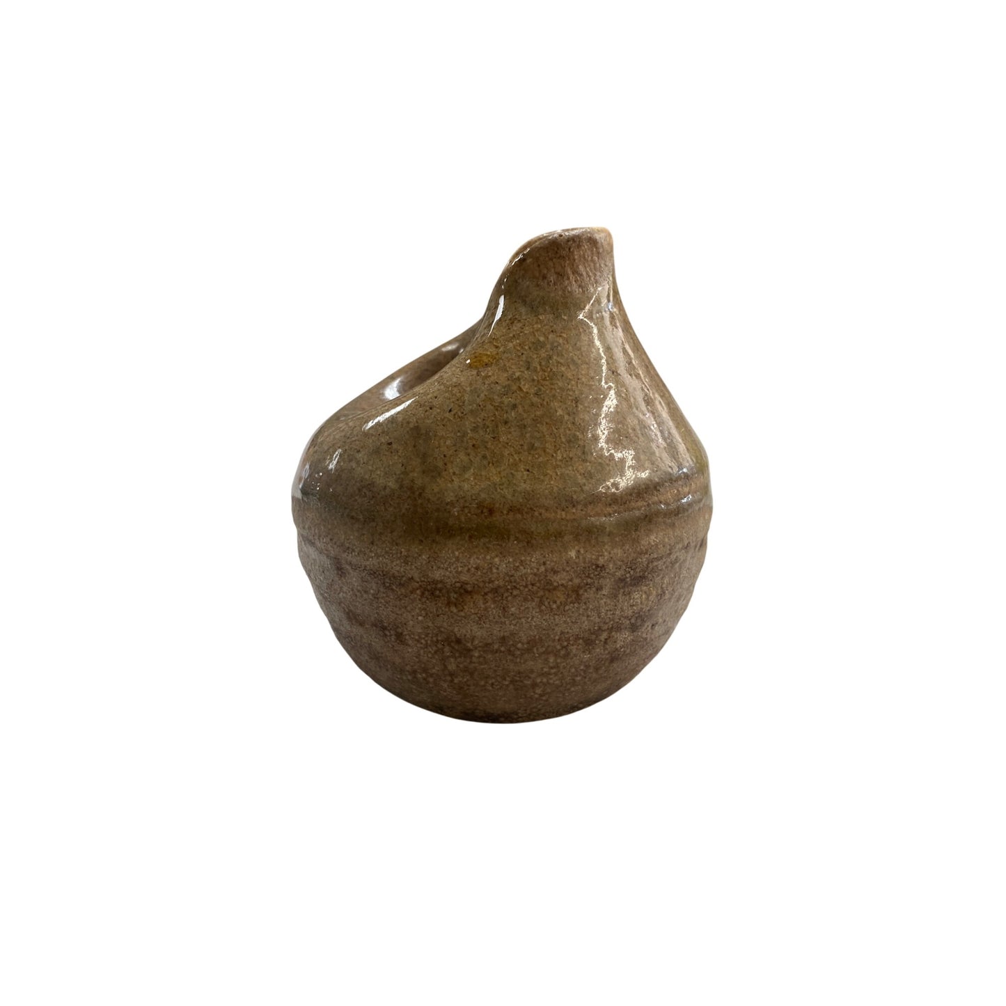 Handmade Brown Ceramic Ashtray With Unique Spout Design