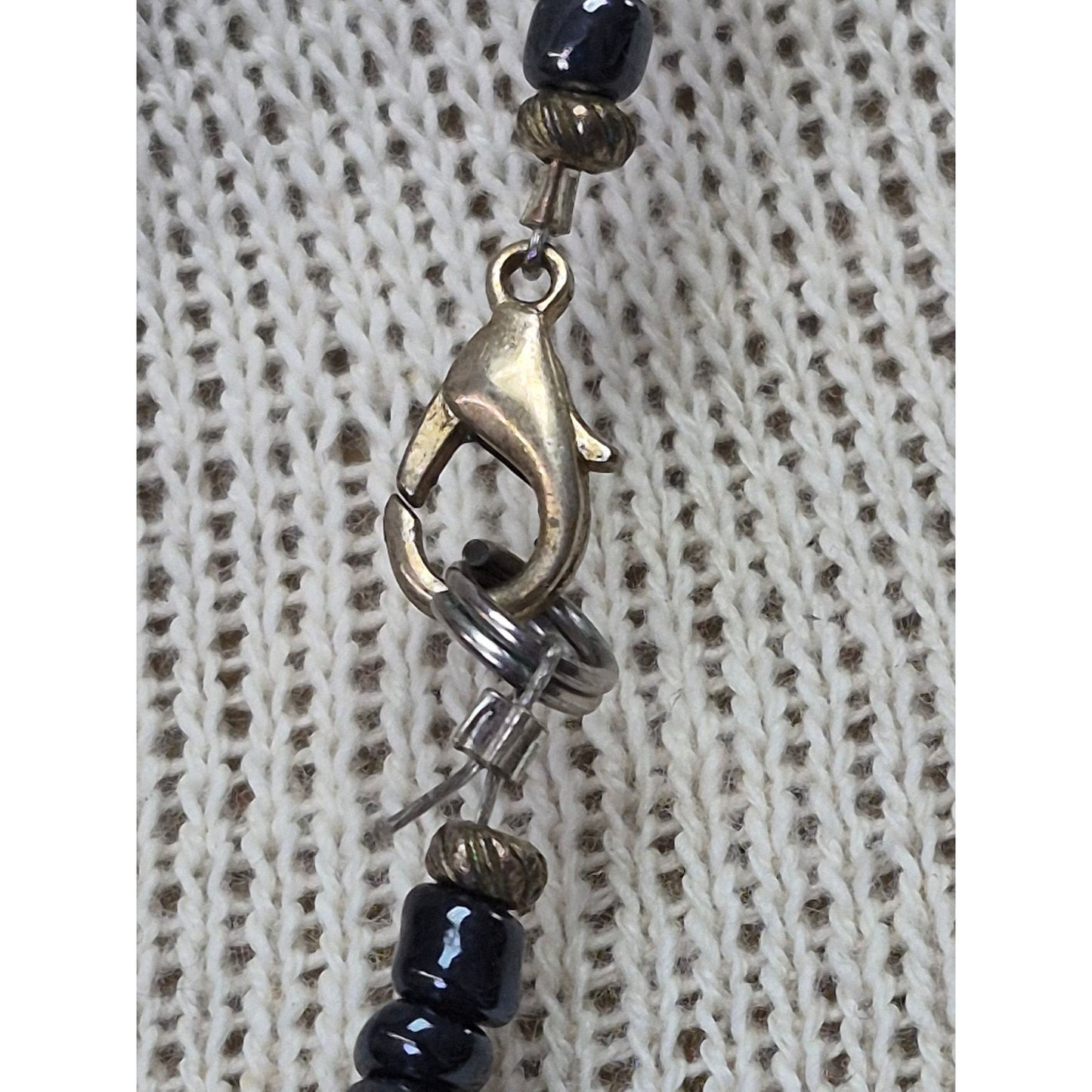 Black Beaded Hematite Multi-Strand Necklace 100" Lobster Clasp Closure