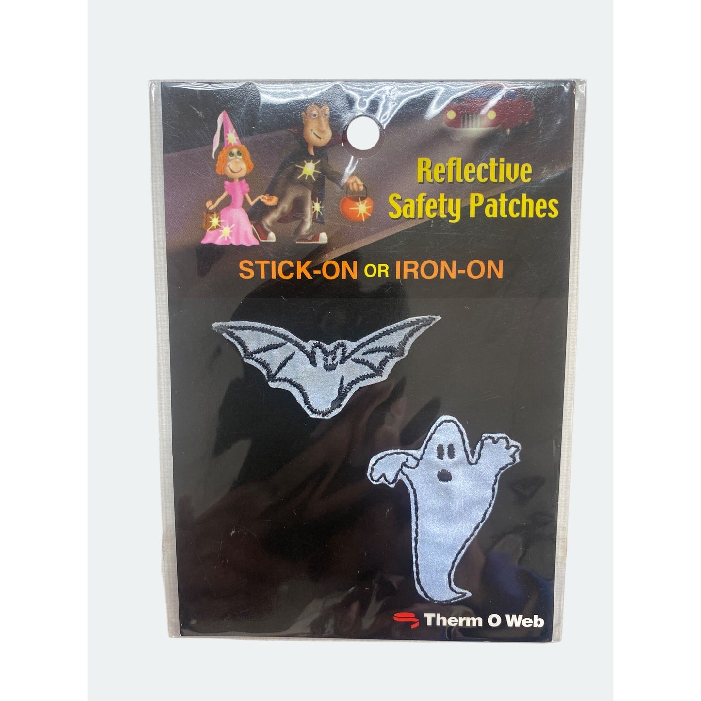 Therm O Web Reflective Safety Patches Stick-On/Iron-On Bat Ghost Pumpkin Halloween