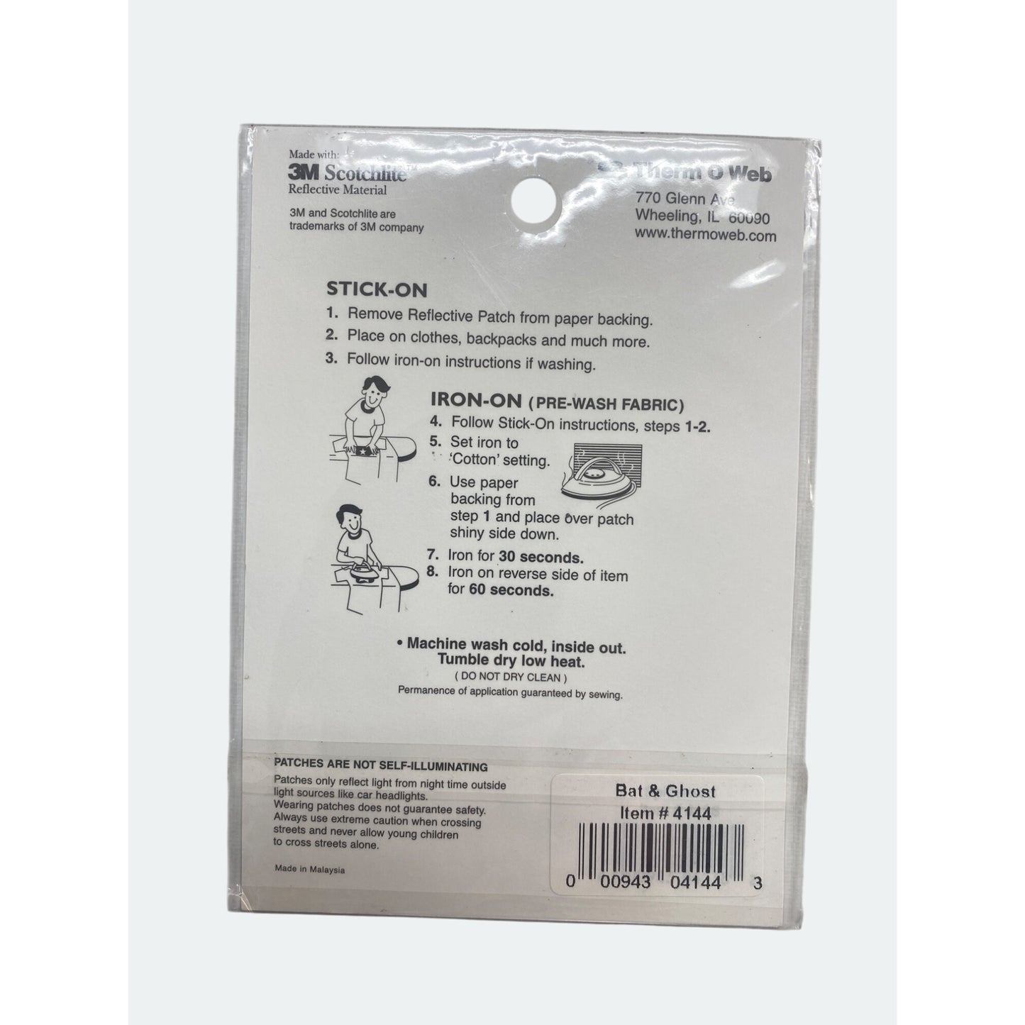 Therm O Web Reflective Safety Patches Stick-On/Iron-On Bat Ghost Pumpkin Halloween