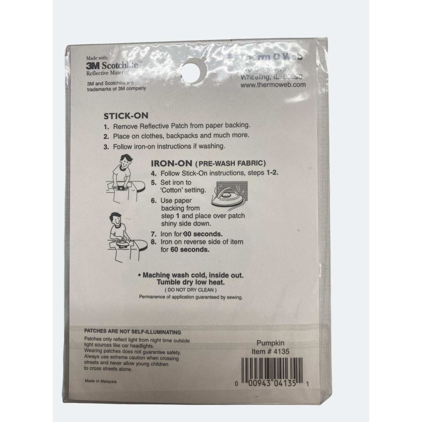 Therm O Web Reflective Safety Patches Stick-On/Iron-On Bat Ghost Pumpkin Halloween
