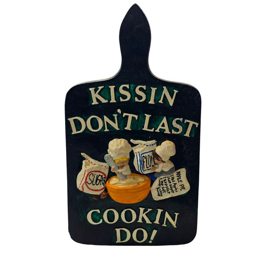 Vintage Kissin Don't Last Cookin Do! Plaster Plaque Kitchen Decor