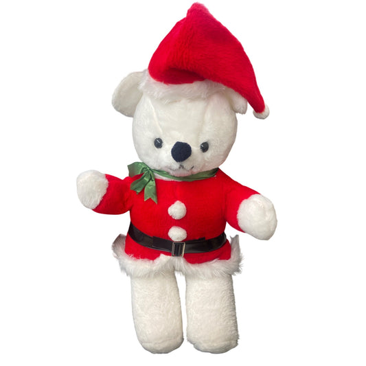 Vintage Giant Santa Bear Plush Toy With Red Suit & Hat