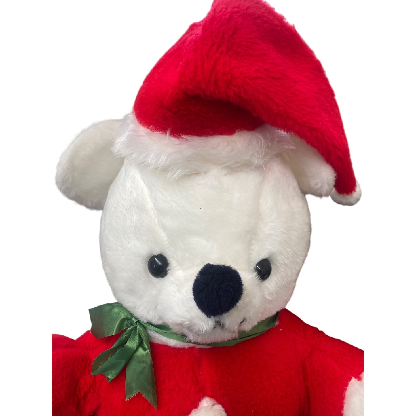 Vintage Giant Santa Bear Plush Toy With Red Suit & Hat