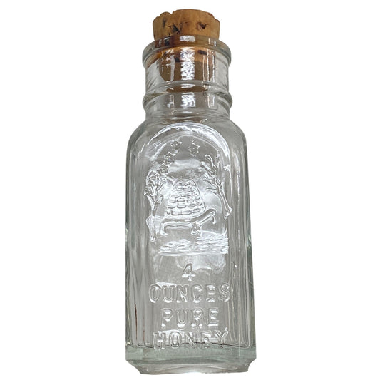 Vintage Glass Honey Jar With Cork Lid 4oz