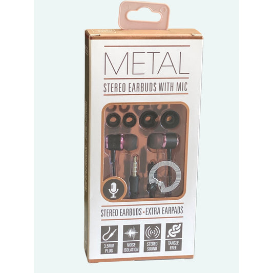 Sentry Metal Stereo Earbuds With Mic & Extra Earpads