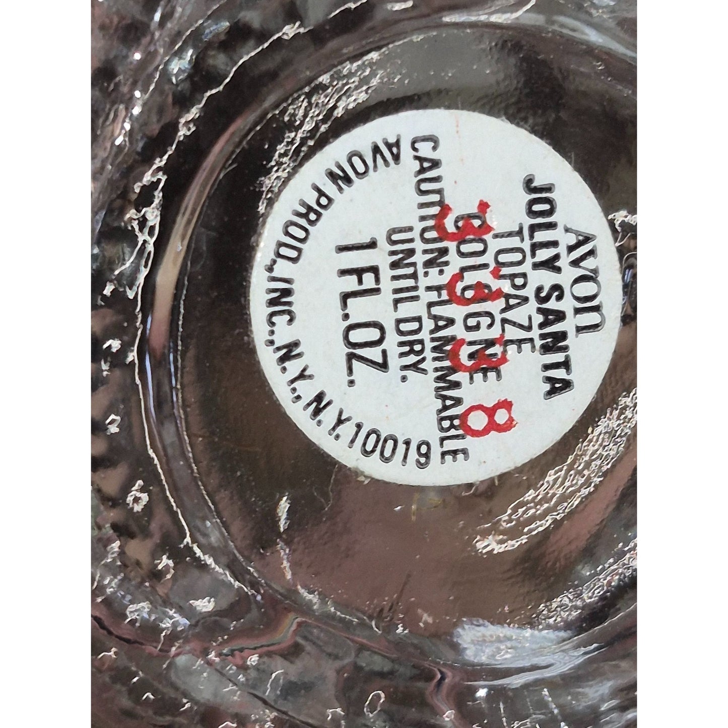 Avon Jolly Santa Topaz Cologne Empty Bottle 1 Fl. Oz.