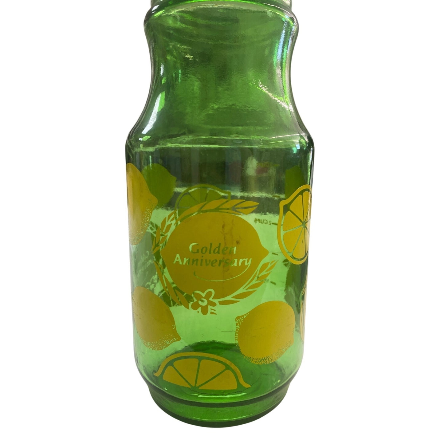 Golden Anniversary Green Glass Jar