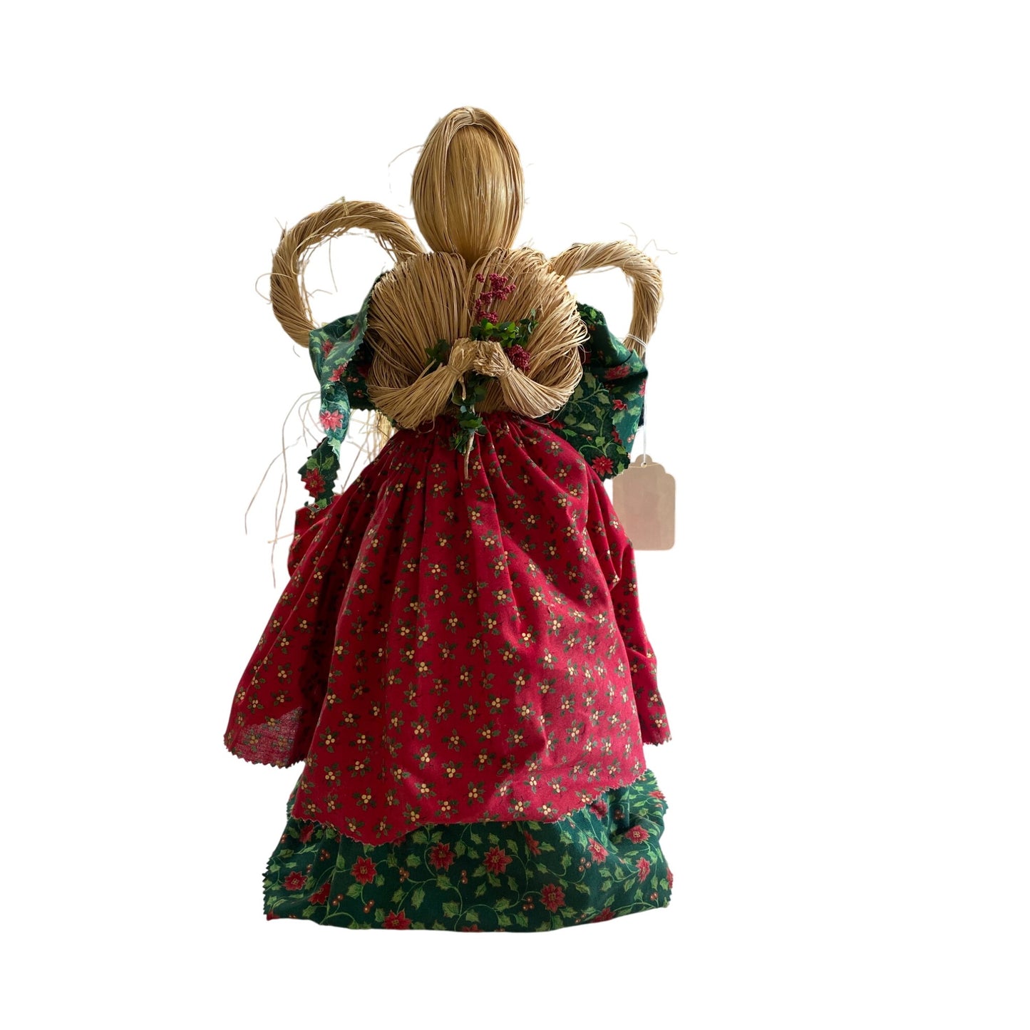 Handcrafted Straw Doll With Floral Dress & Angel Wings