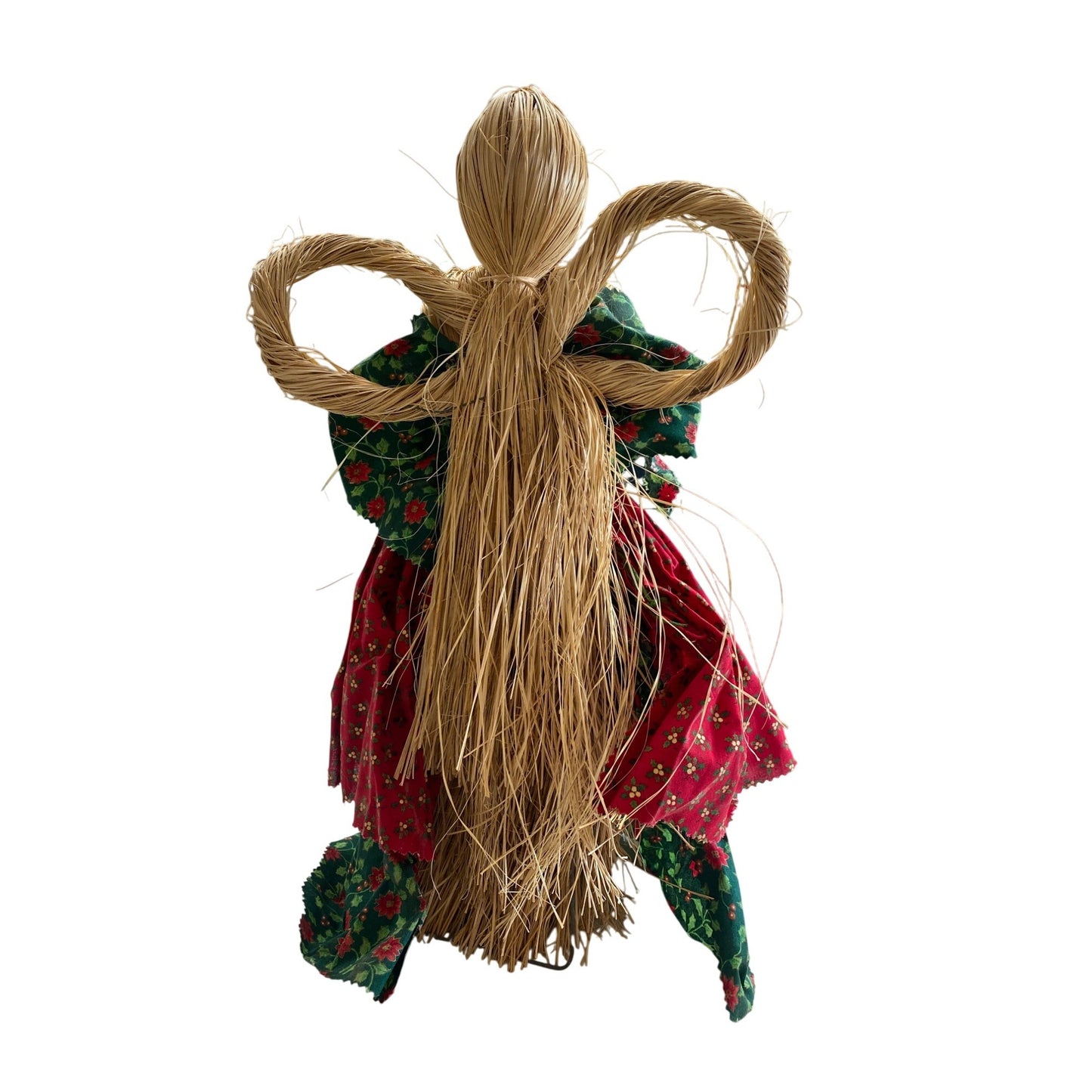 Handcrafted Straw Doll With Floral Dress & Angel Wings