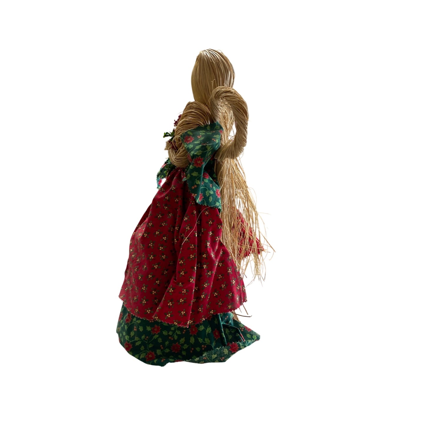 Handcrafted Straw Doll With Floral Dress & Angel Wings