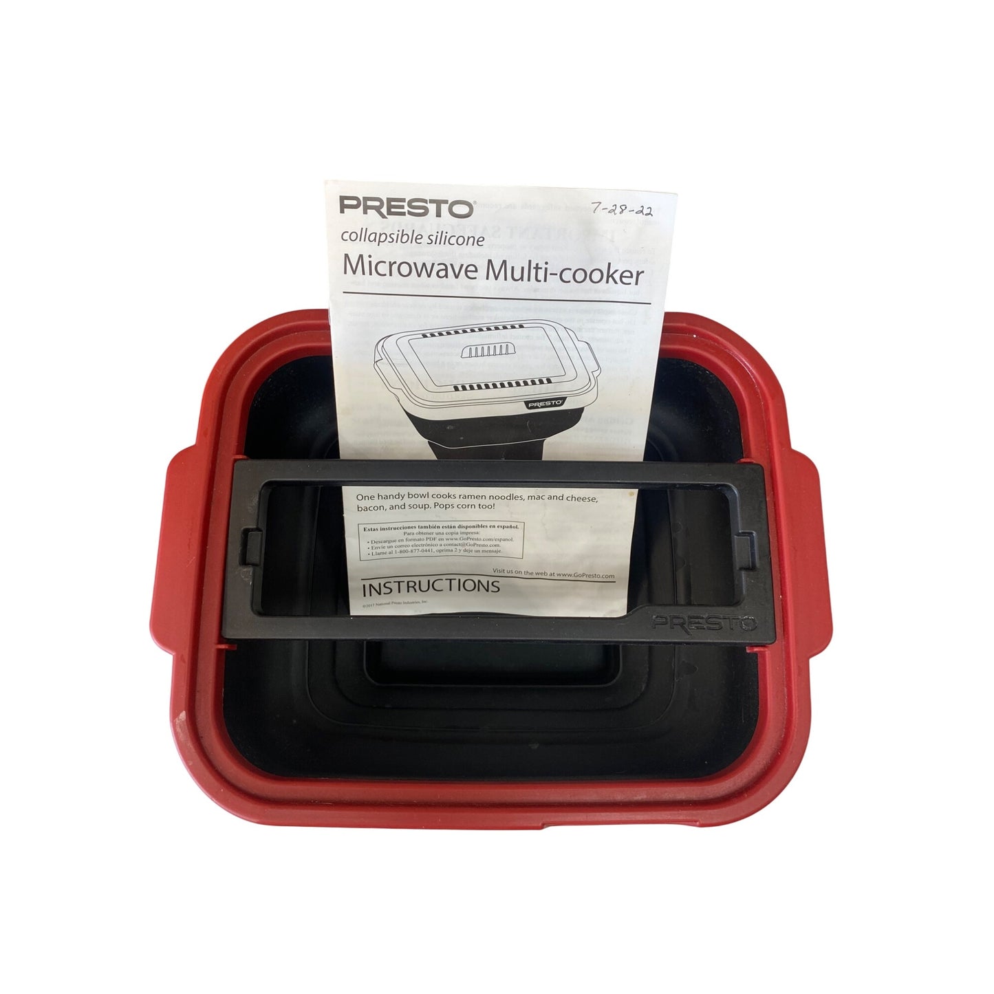 Presto Collapsible Silicone Microwave Multi-Cooker W/Lid & Insert For Noodles