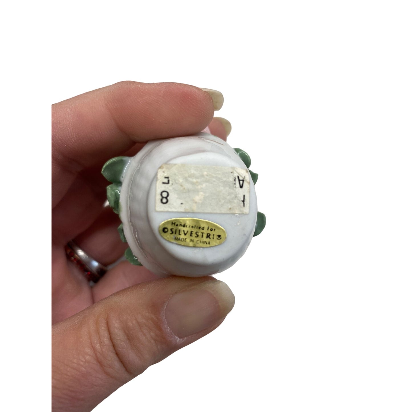 Vintage Porcelain Floral Basket With Pink & White Roses Silvestri