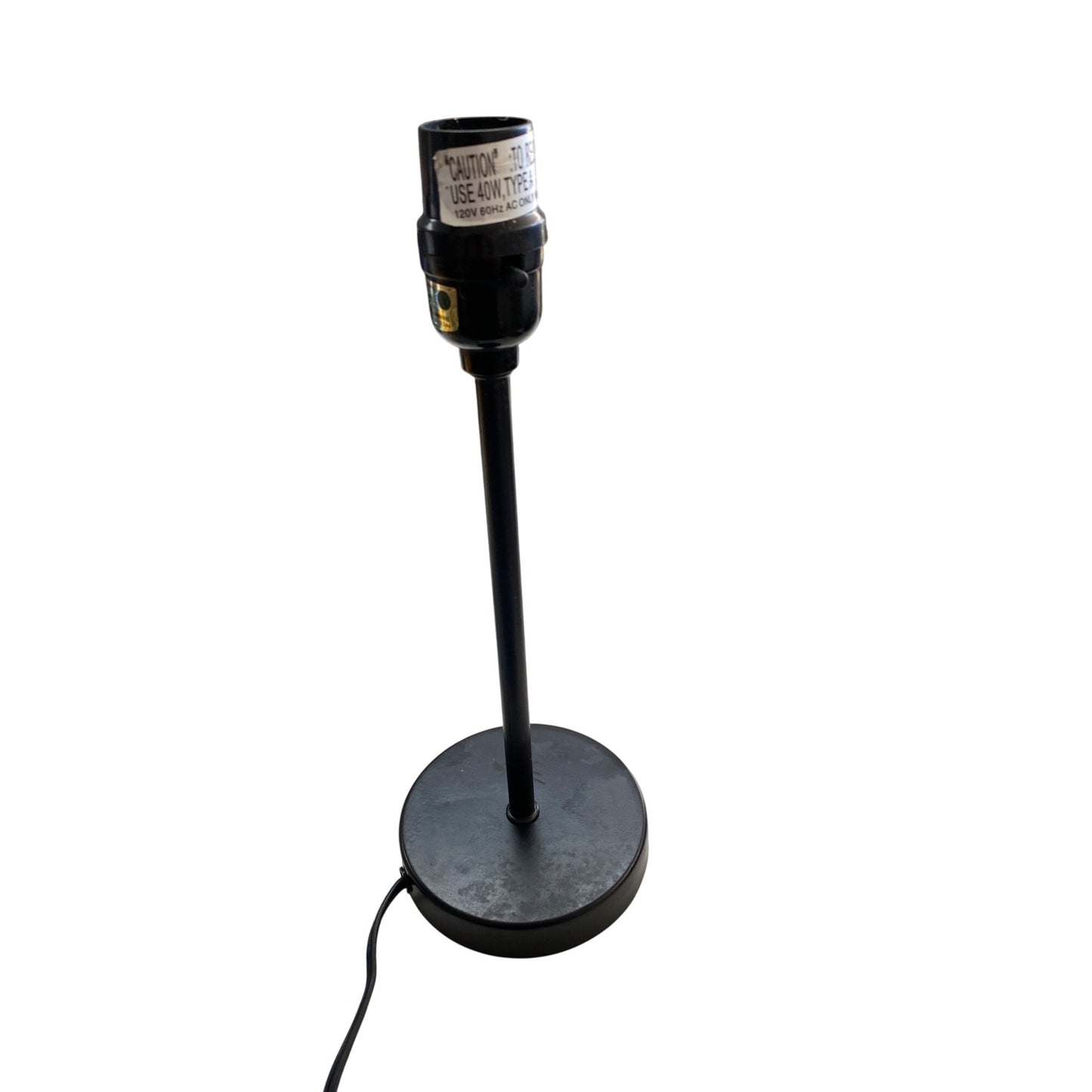 Black Metal Table Lamp Base With Corded Plug & E26 Socket.